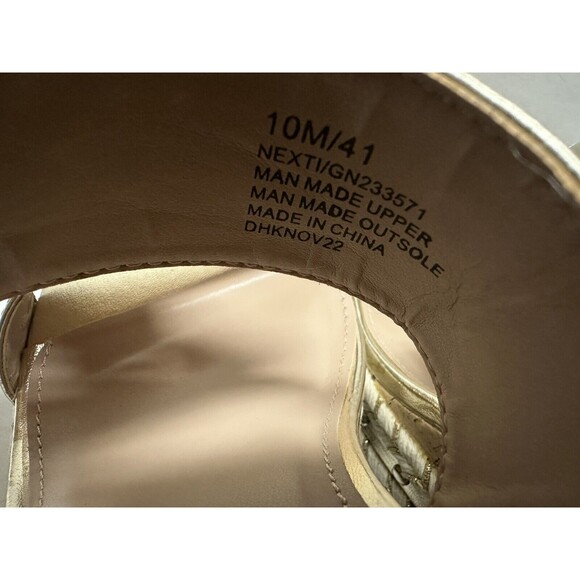 NEW BCBGeneration Nexti Cork Wedge Sandal Womens Size 10 Platino Gold Vegan Lthr - Picture 9 of 10